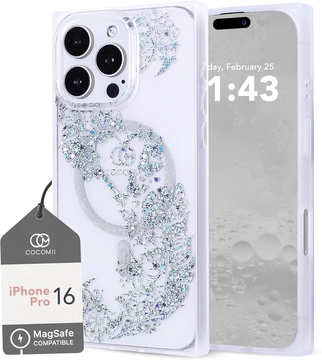 Cocomii - Rectangle Case Compatible with iPhone 16 Pro - Compatible with MagSafe, Clear Iridescent, Holographic Garden, Glossy, Magnetic Phone Case for iPhone 16 Pro 6.3 inch, Paradise Apple iPhone 16 Pro (6.3") Paradise