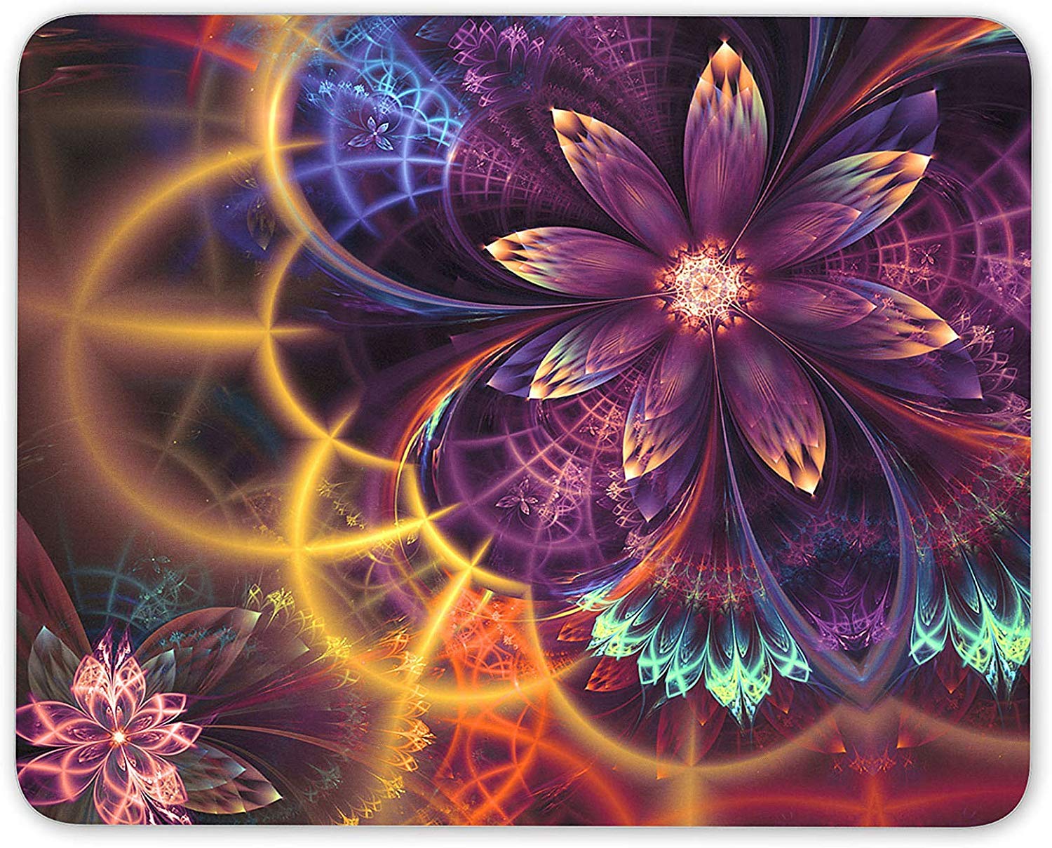 Glowing Flower Mouse Mat Pad - Purple Girls Mum Pretty Cool Computer Gift #16481