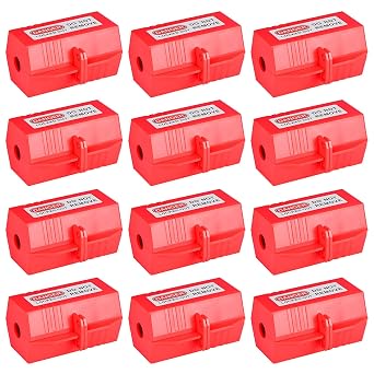 RealPlus Plug Lock for Lockout Tagout, 110 to 125 Volt Power Cord Lockout, Medium Electrical Plug Lockout Device, Pack of 12
