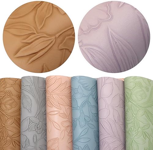 Miniatura 7 de David accessories 6 hojas de tela de piel sintética con estampado de flores, de 7.7 x 12.9 pulgadas, incluye 2 tipos de tela de cuero para hacer