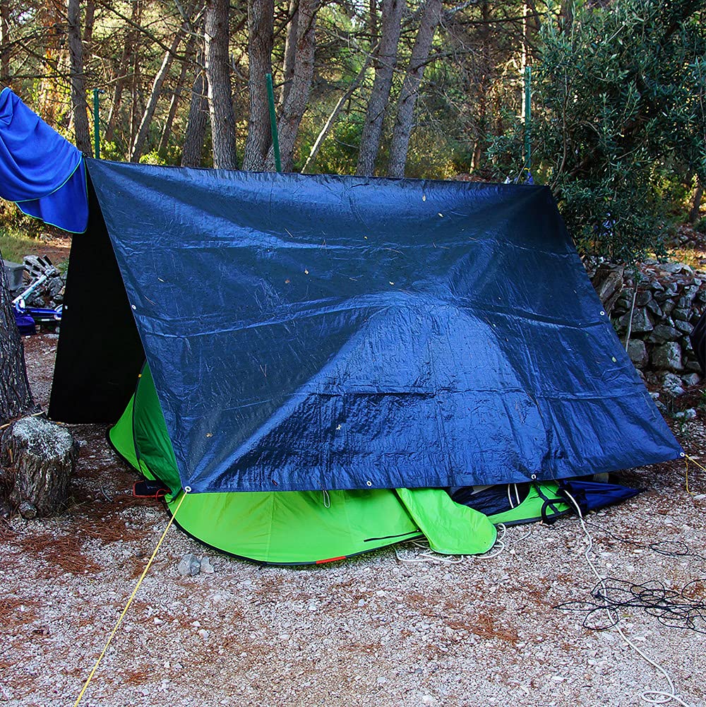 Mivos Telone di Copertura Universale 2 x 3 m - Blu - Impermeabile in tessuto 60 g/m² - Per Mobili da Giardino Legno - Antimuffa - Con Occhielli in Alluminio