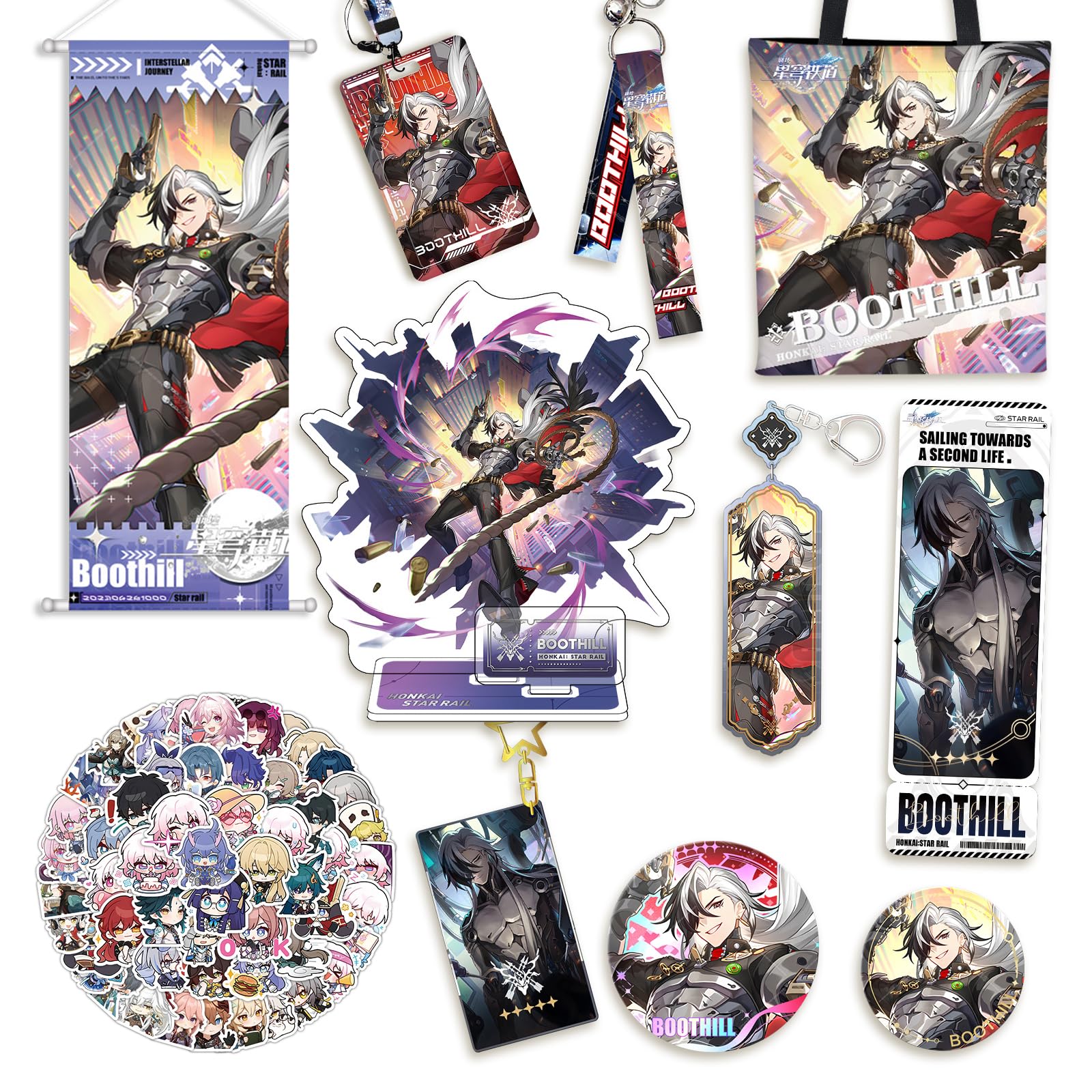 Honkai Star Rail anime merch set box Jingliu badge acrylic stand key holder birthday present gift