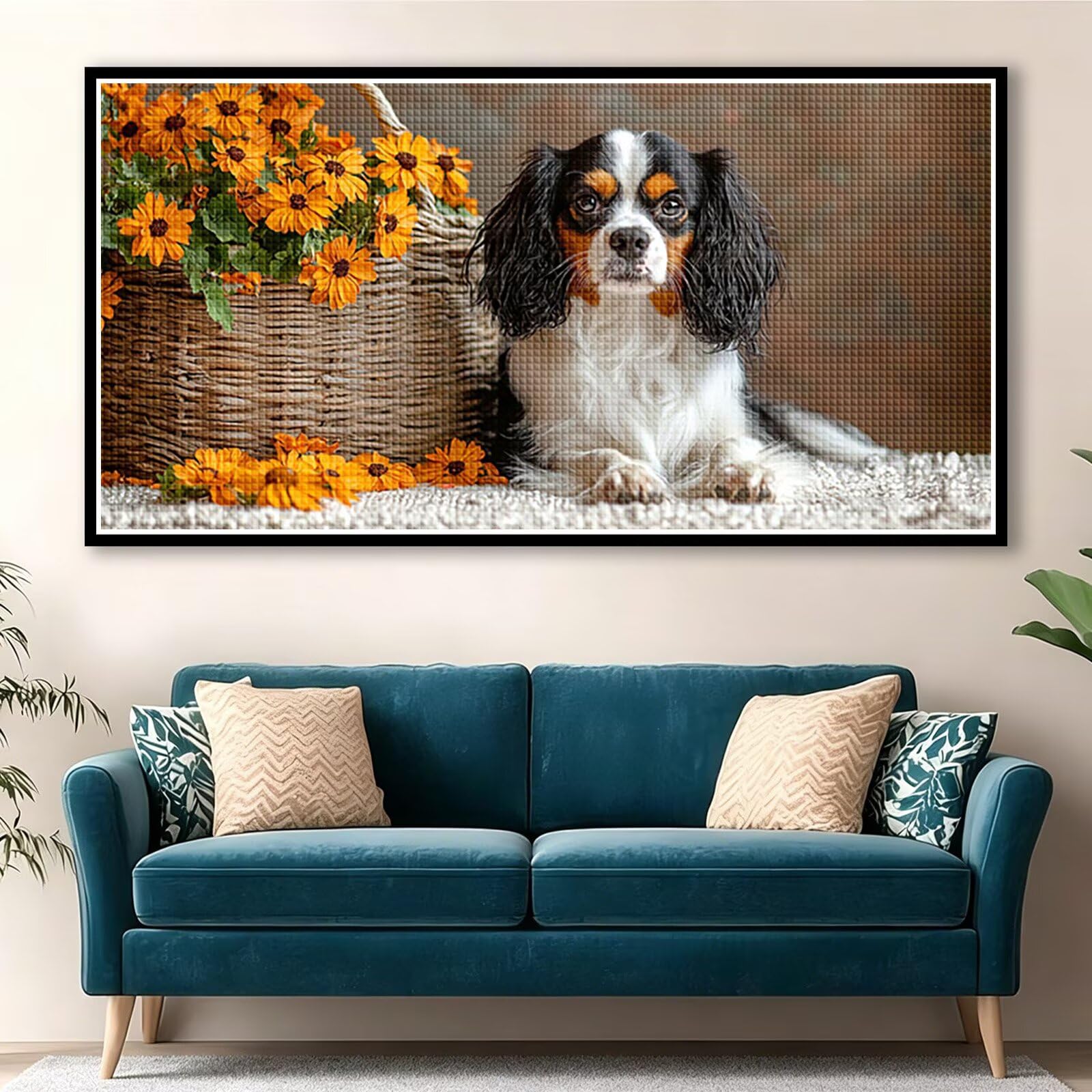 Diamond Painting Grande 200x100cm Perro Diamond Painting Adultos, DIY Flor Pintura de Diamante Manualidades Adultos, 5D Cuadrado Rhinestone Bordado Punto de Cruz para Home Decoration Regalo 0J-429