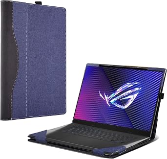 Laptop Cover for ASUS ROG Zephyrus G16 Gaming Laptop 16" All Inclusive Drop Case 16 inch PU Leather Inside Pocket Cover Blue