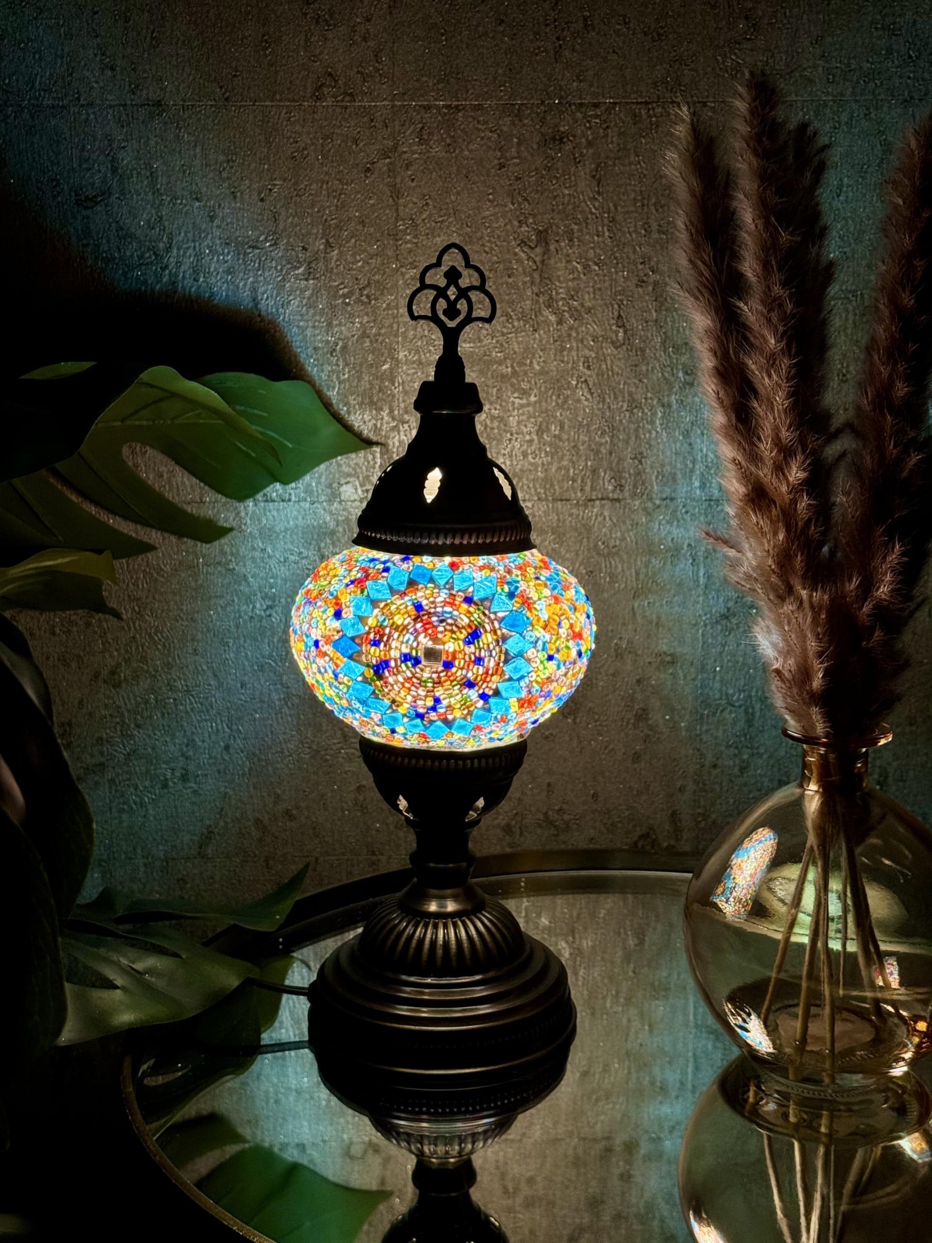 Lightza New Handmade Multi Color Turkish Moroccan Mosaic Table Lamp (Multi Coloured 08)