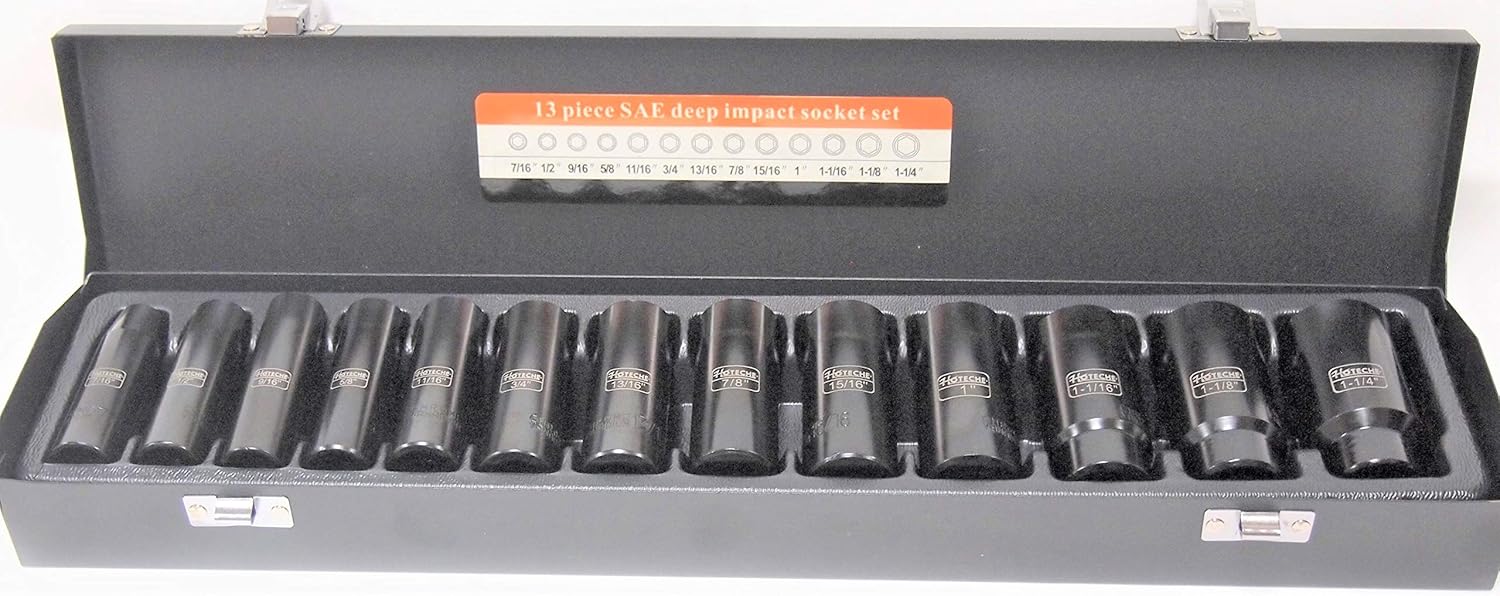 13 PC 1/2" Dr. Deep Impact Socket SAE 6-Pt 7/16" TO 1-1/4"