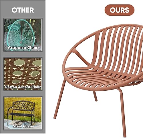 Miniatura 6 de Juego de muebles de patio, 3 piezas de muebles de exterior con mesa verde bistró y sillas naranjas, juego de 2, juego de patio al aire libre con