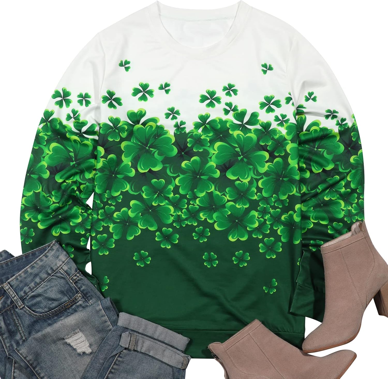 MYHALF St Patricks Day Sweatshirt Women Shamrock Long Sleeve Irish Festival Holiday Tee Short Sleeve Causal Top - Image 5