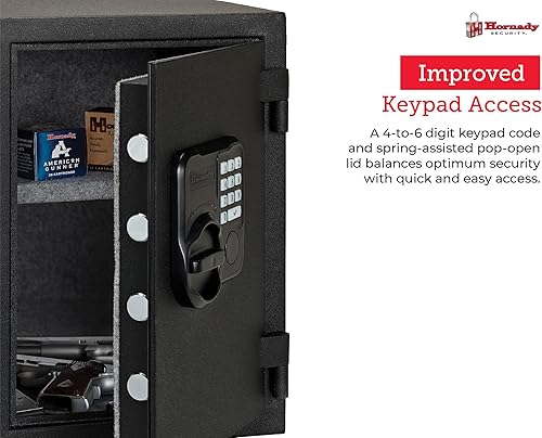 Miniatura 7 de Hornady Caja fuerte ignífuga para armas y objetos de valor con entrada de teclado, asegura tus armas de fuego, dinero en efectivo, documentos, joyas