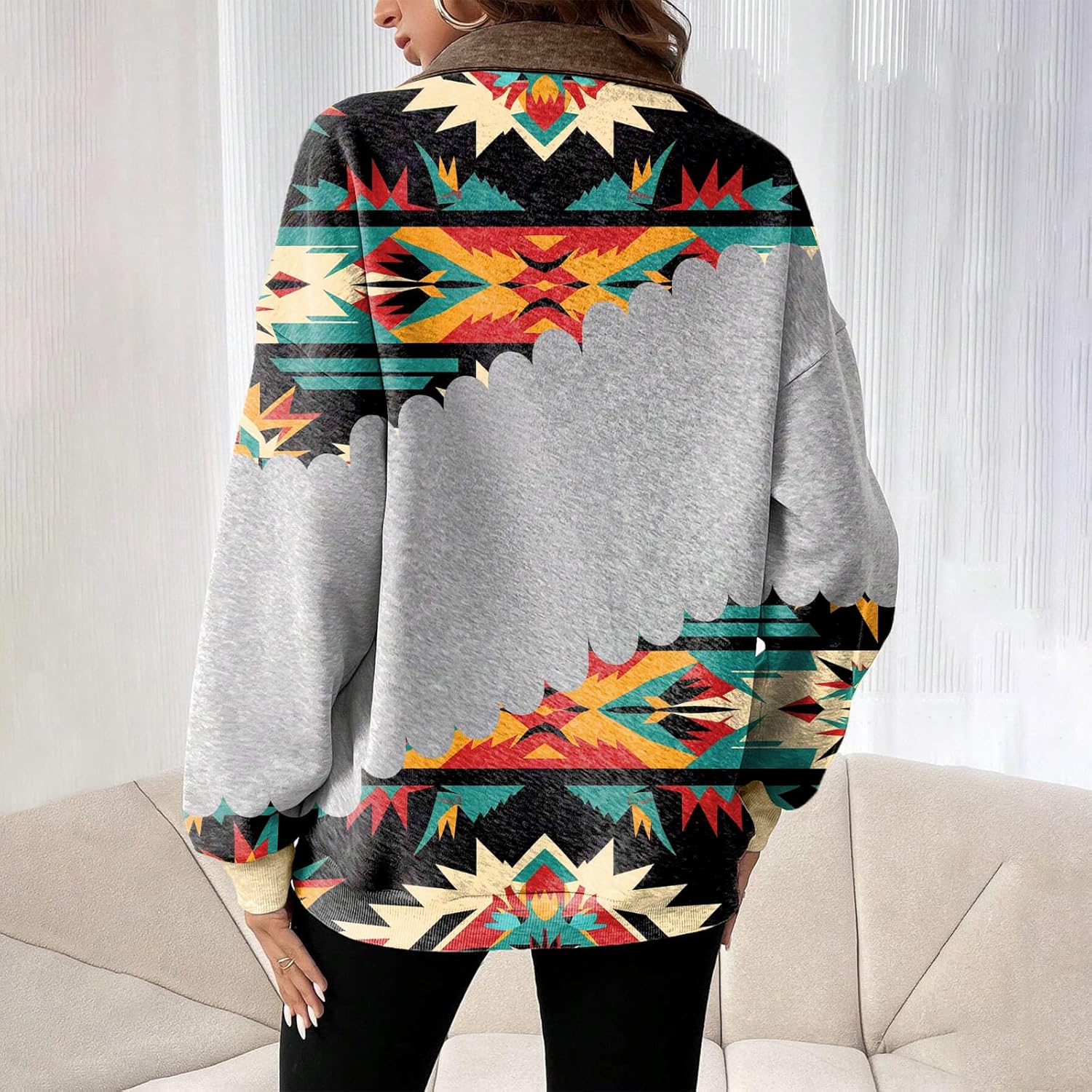 Half Zip Pullover Sweatshirt for Women Oversized Sweaters Long Sleeve Casual Fashion Shirts - Image 3
