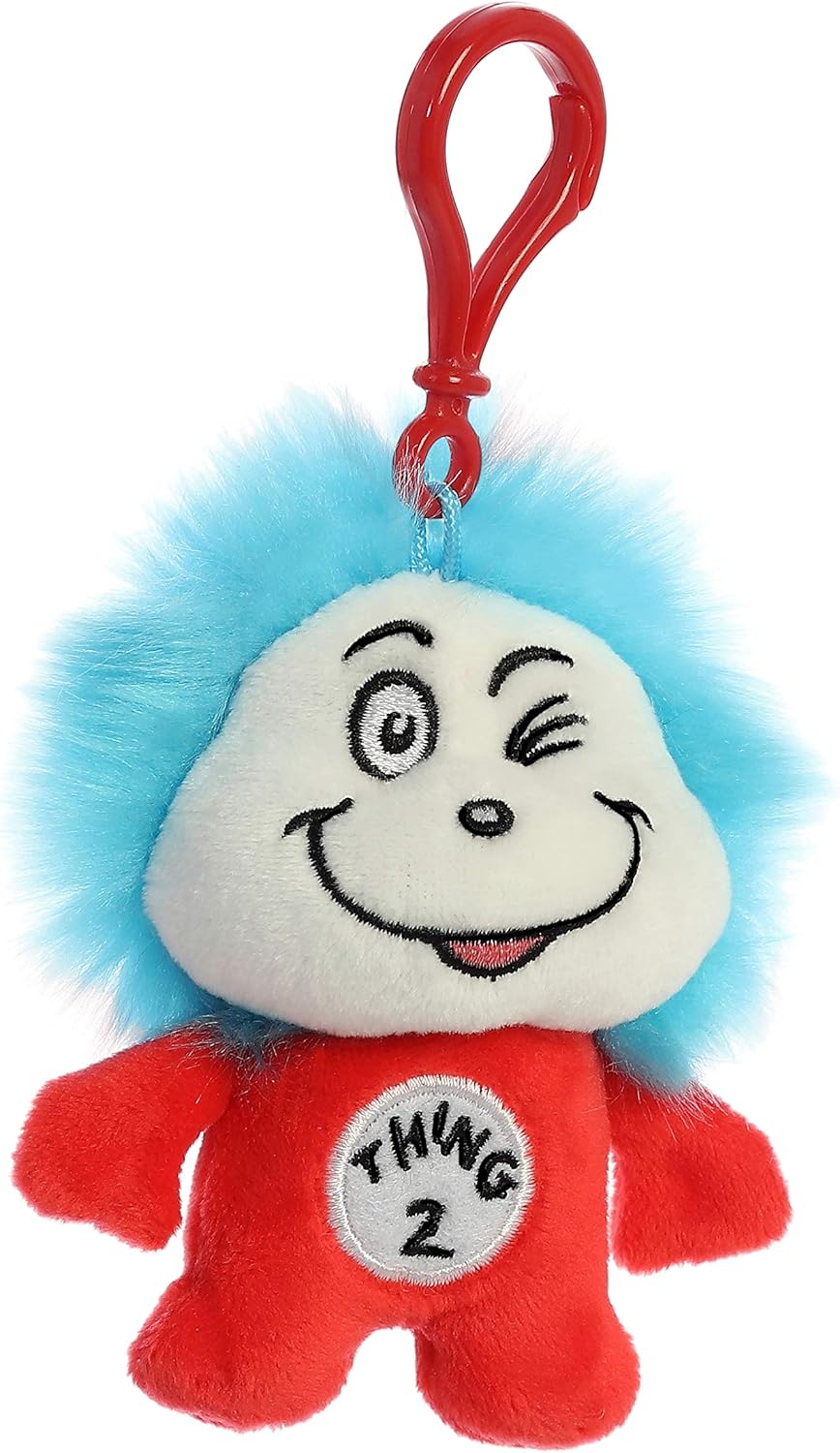 Aurora® Whimsical Dr. Seuss™ Thing Two Clip-On Stuffed Animal - Officially Licensed Plush for Imaginative Play - Perfect for Kids and Adults - Red 4 Inches