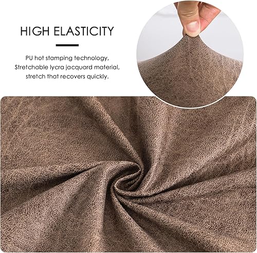 Miniatura 4 de FORCHEER Juego de 2 fundas para silla de taburete de bar con respaldo, de piel, para sillas de mostrador de respaldo corto, extraíble y lavable (2