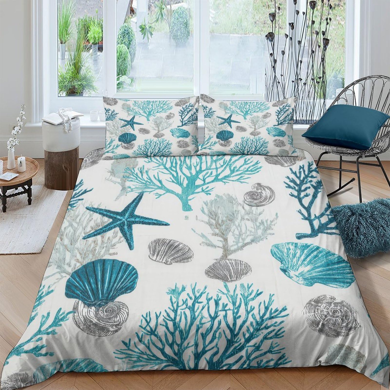 Ctjqhvkz Style-9 3D Printed Ocean Coral Fitted Sheet Microfiber Breathable Starfish Mattress Cover For Bedroom Guest Room Decor Single（135X200cm）