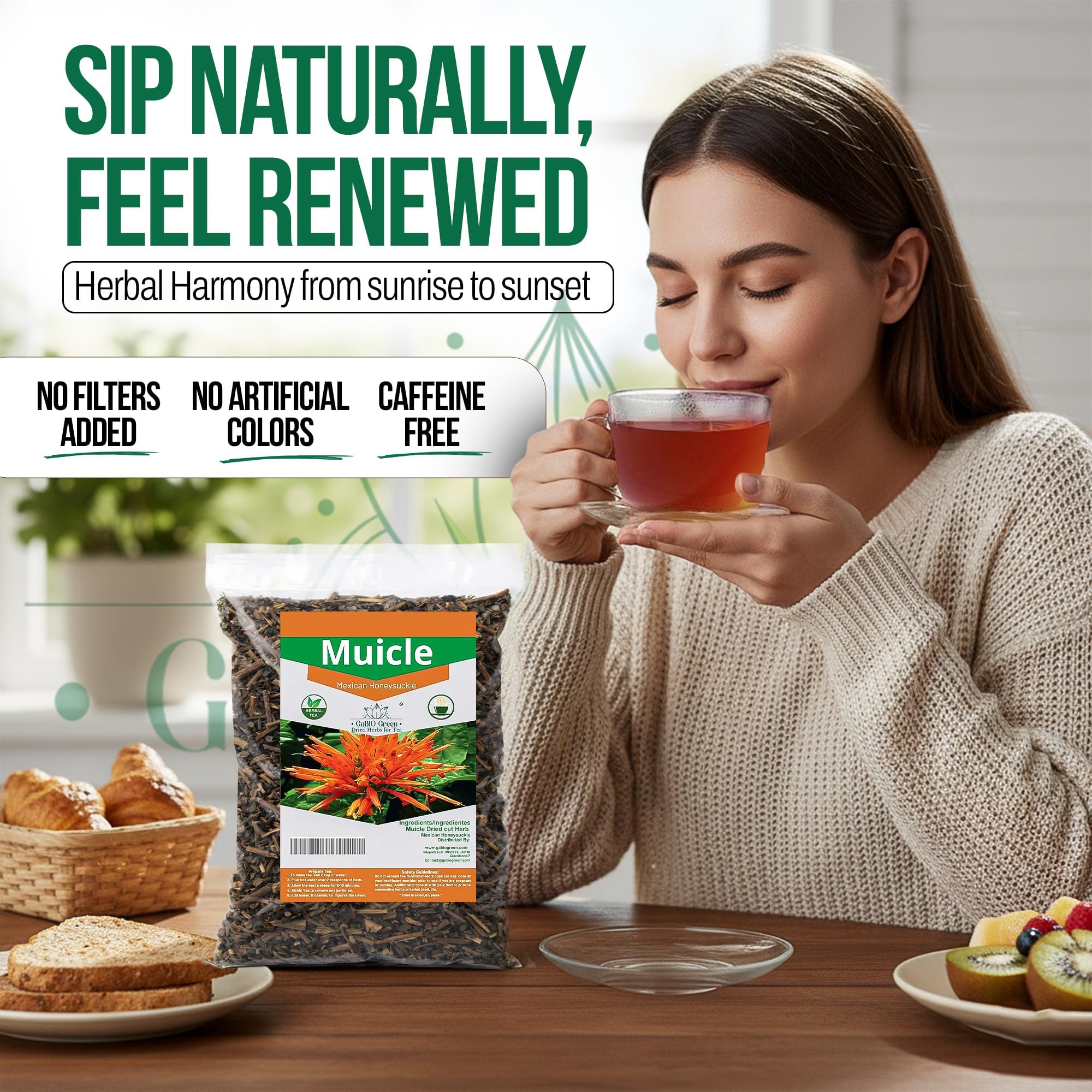 Muicle Mexican Honeysuckle 12 POUND 8.1 oz Herbal tea Caffeine Free 100% natural Gabio Green Herbs 230gr product thumbnail 5