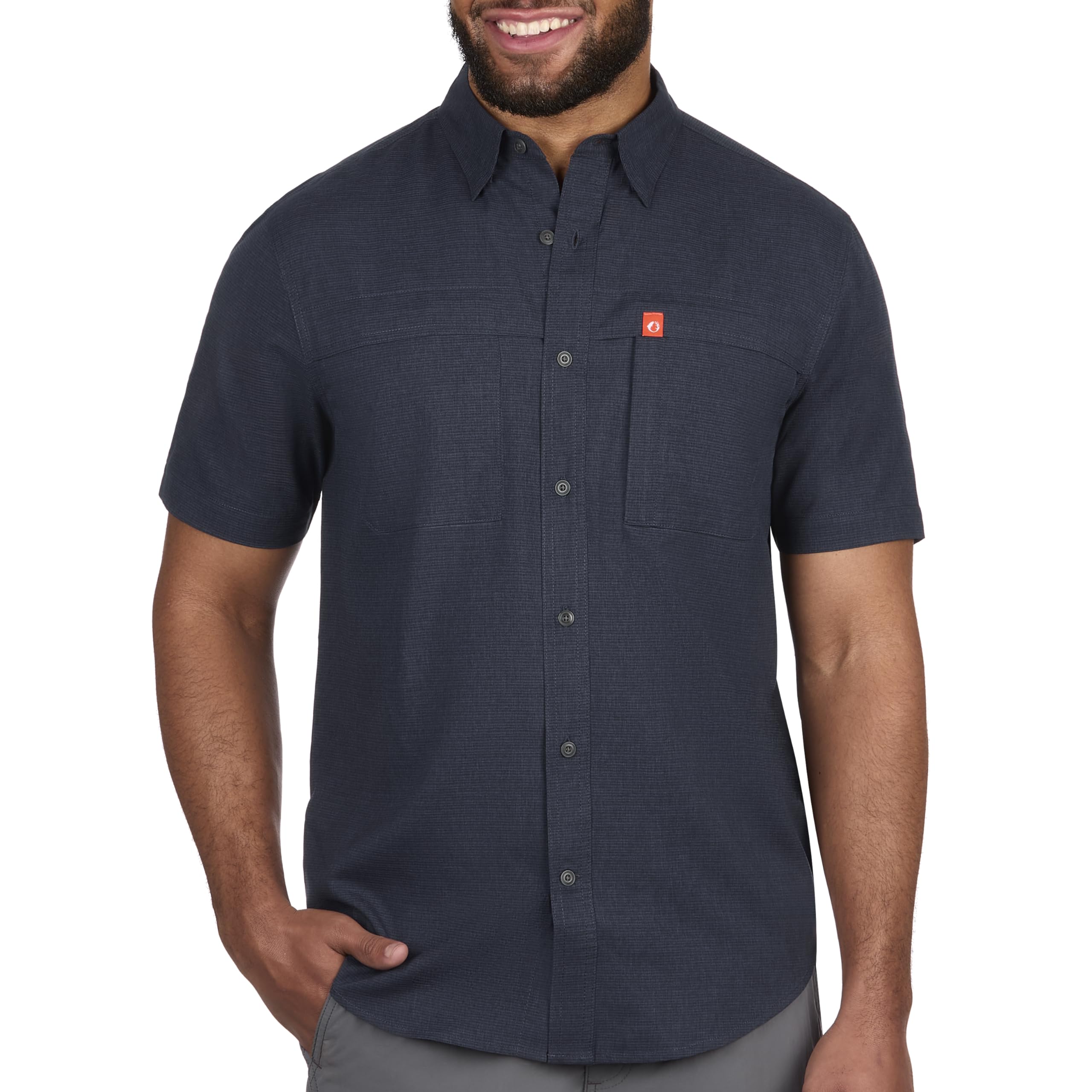 The American Outdoorsman Mens Gradient Stripe Short Sleeve Guide Shirt - Quick-Dry Sun Protection Fishing Shirt for Men