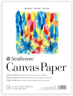 Strathmore 200 Series Canvas Paper, Tape Bound Pad, 9x12 inches, 10 Sheets (115lb/187g)