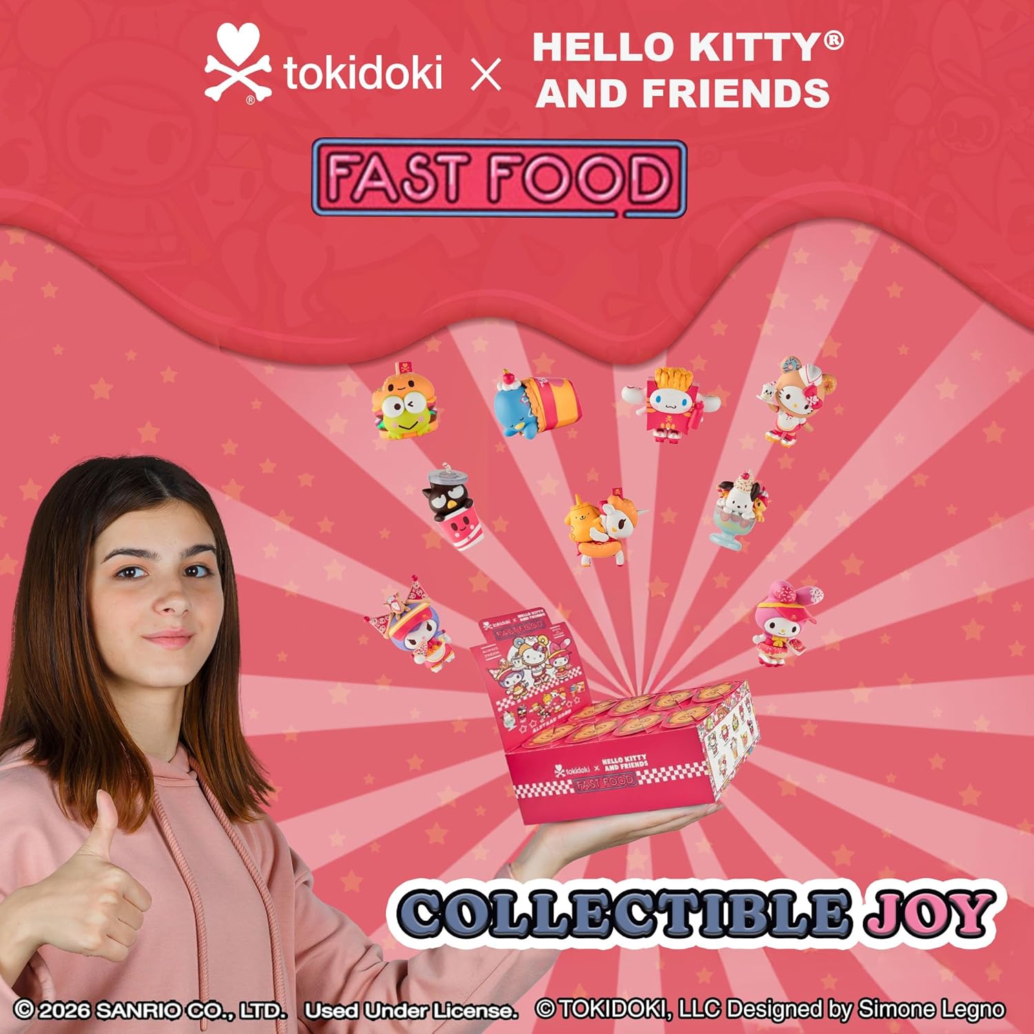 tokidoki™ - Hello Kitty®️ and Friends Fast Food Blind Box - 8 Pack of Cute Mystery Mini Collectibles - Collectible Art for Girls, Valentine's & Birthday Gifts - 2.75 Inches
