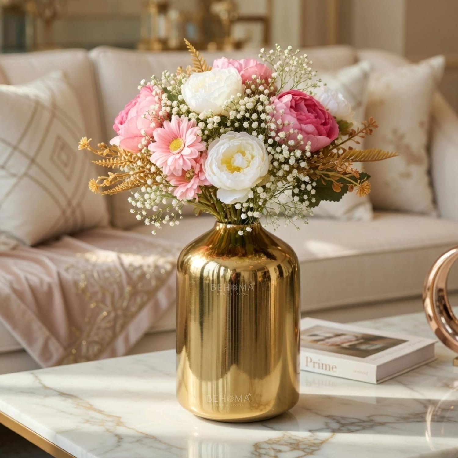 Behoma Metal Flower Vase for Home Decor Bedroom Living Room Office Wedding | Table Decorative Item for Festivals Birthday Gold (Flower Not Included, Modern) offers donot miss 9 Behoma Metal Flower Vase for Home Decor Bedroom Living Room Office Wedding | Table Decorative Item for Festivals Birthday Gold (Flower Not Included, Modern) offers donot miss