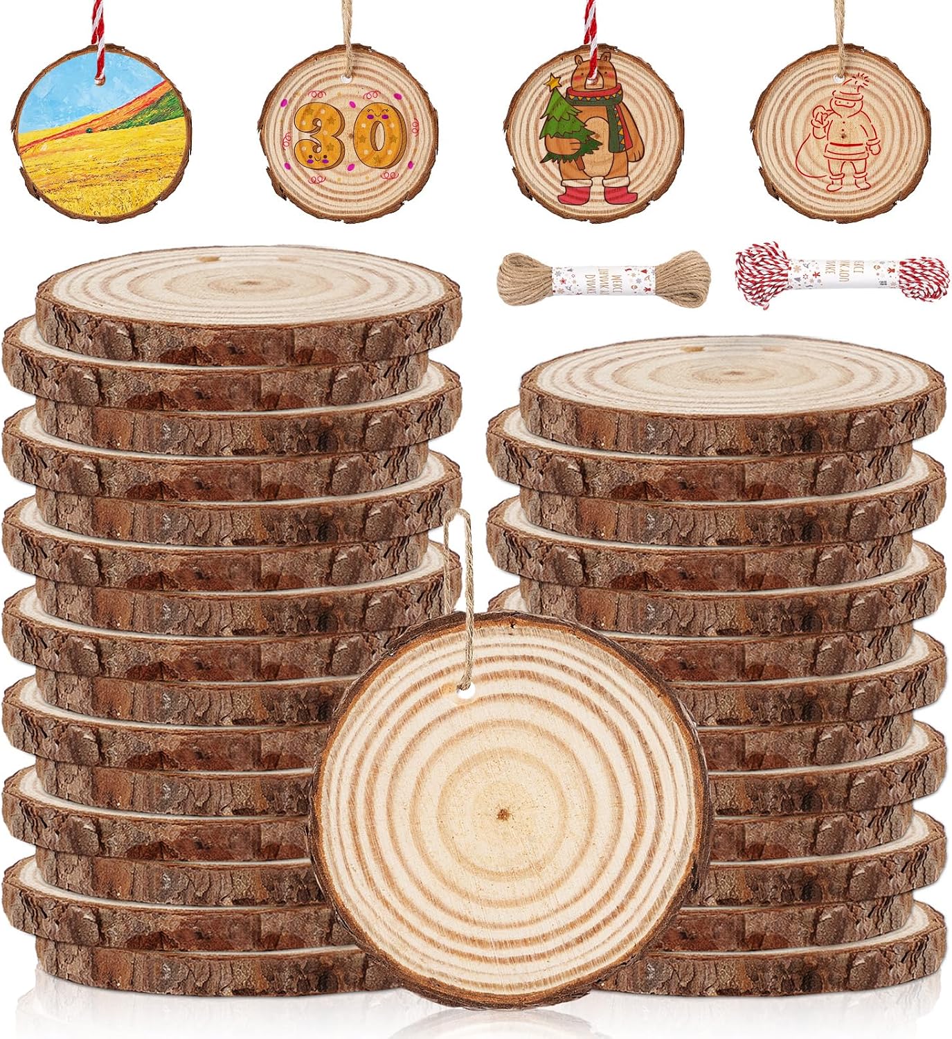 Amazon.com: Timburst 30 PCS Natural Unfinished Wood Slices, 2.7
