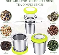 Vista 4 de 2 Pieces Tea Infusers Stainless Steel Strainer Folding Handle Filter Extra Filter Fine Mesh Strainer Brewing Basket with Lid for Loose Leaf Tea