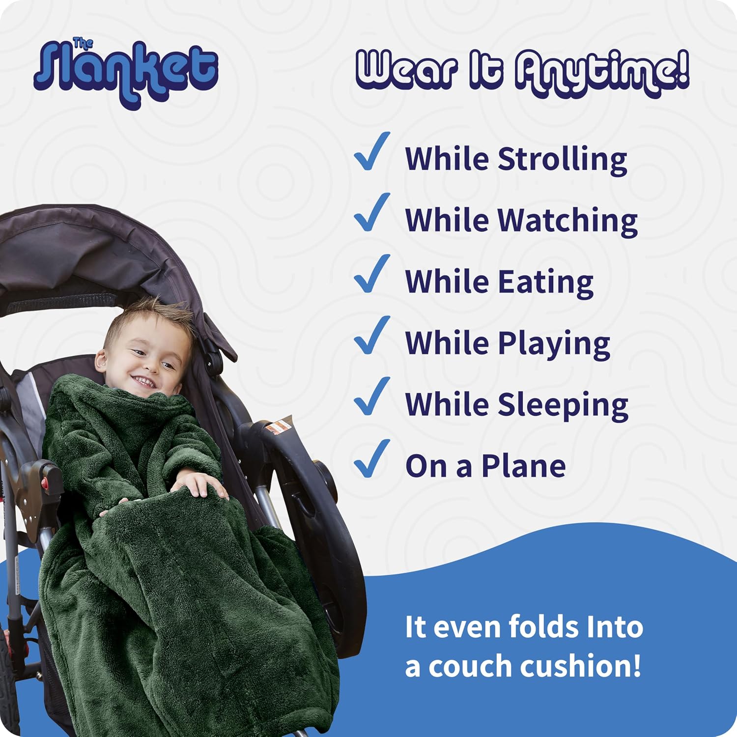 Slanket The Stroller Wearable Fleece Blanket for Strollers & Travel – Infant to Toddler Blanket with Sleeves & Foot Pocket – Soft, Secure, Wind-Resistant Cover for Walks, Naps & Outdoor Adventures