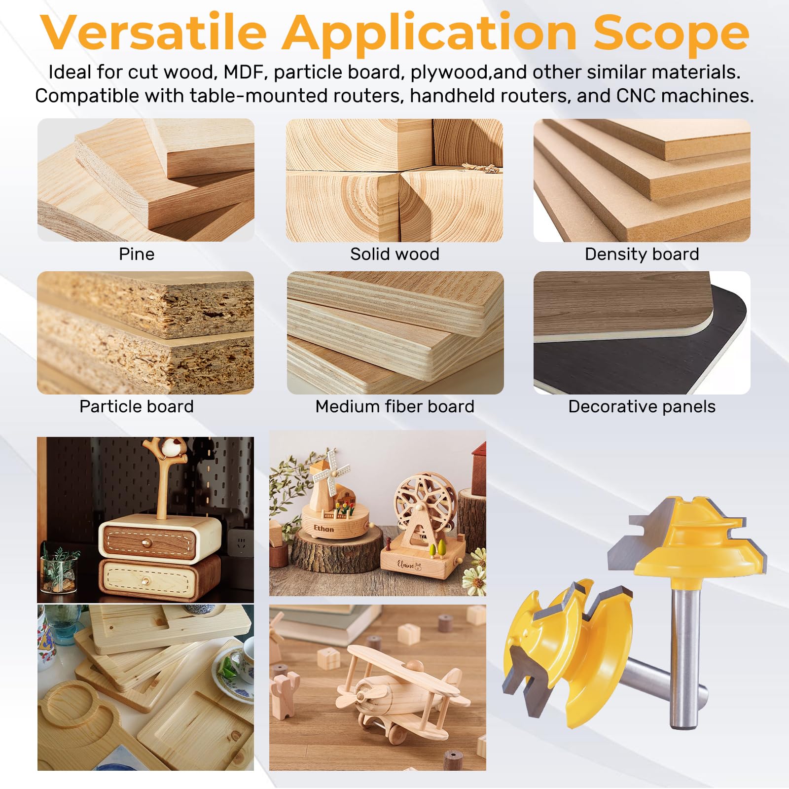45 Degree Lock Miter Router Bits - 3 Piece Set -6 45 Degree Lock Miter Router Bits - 3 Piece Set -6