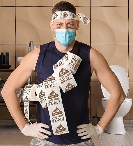 Miniatura 6 de Poop Just Got Real - Papel higiénico impreso - Divertido rollo de papel higiénico para broma, sorpresa, decoración de baño, regalo novedoso para