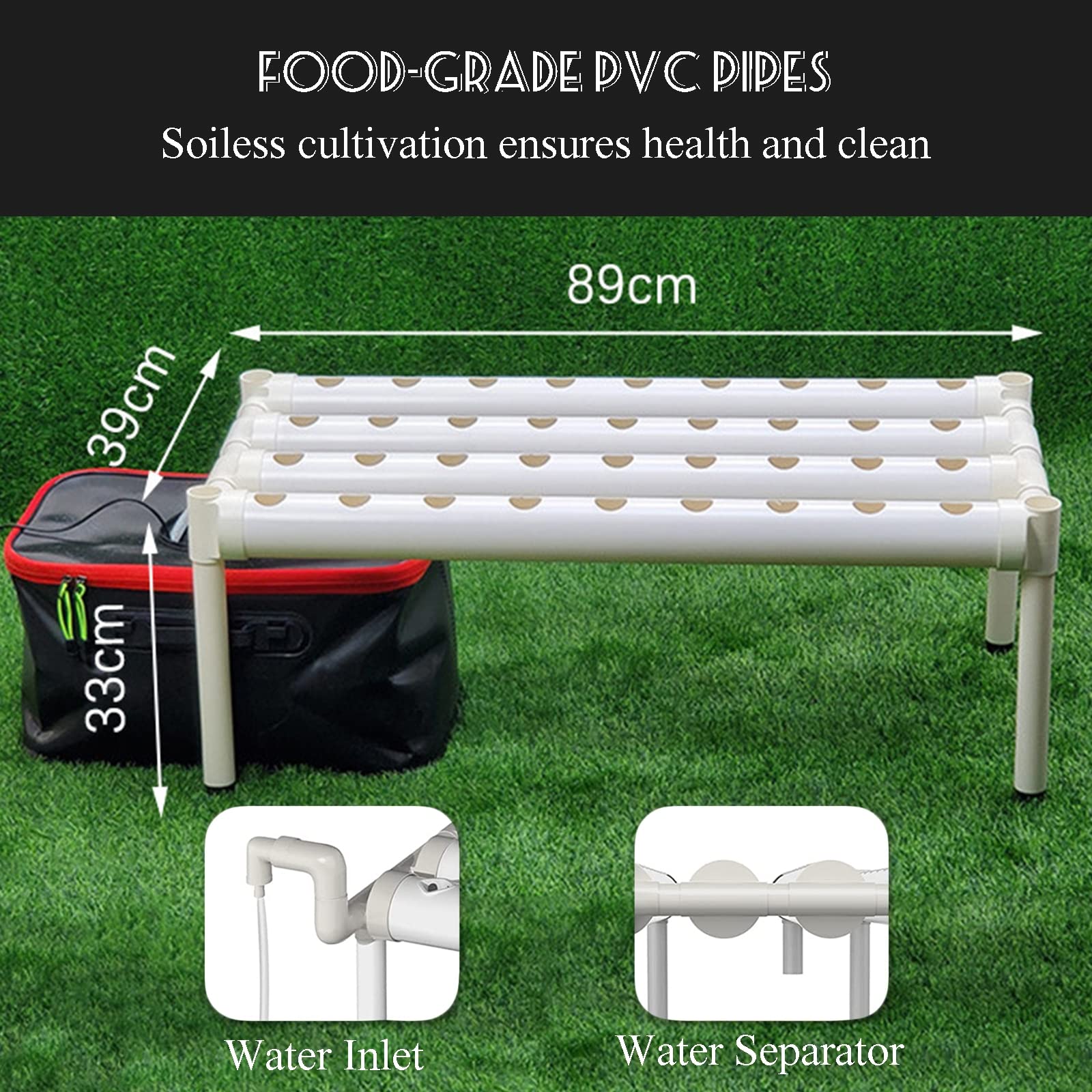 Kit De Cultivo Hidropónico 108 Agujeros 4 Tubos Hidropónico De PVC Sistema De Cultivo De Agua Plantas De Jardín para Hortalizas Lechuga Flores Frutas Verduras Sin Tierra Hidropónico