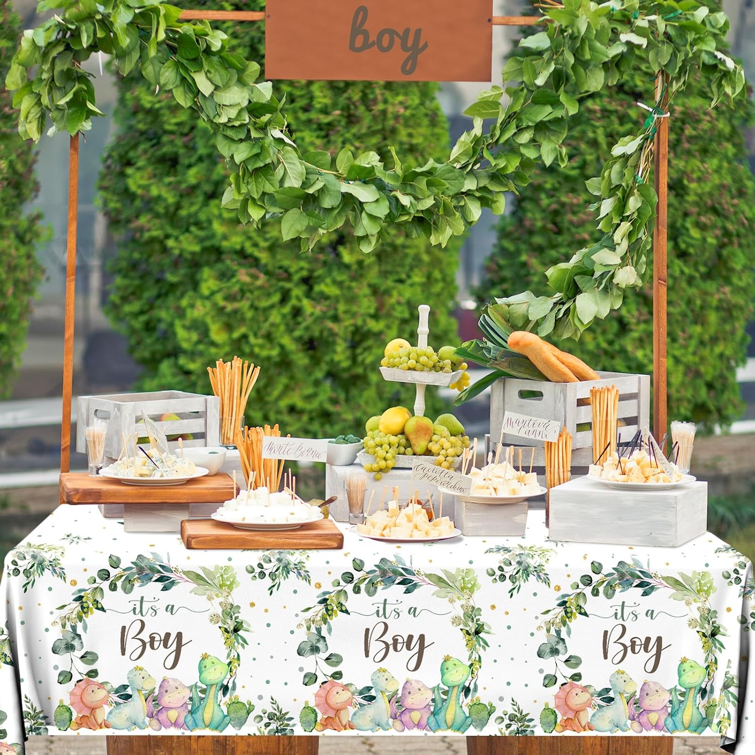 3pcs Dinosaur Baby Shower Tablecloth for Boy Dino Baby Shower Decorations Disposable Waterproof It's a Boy Table Cover, Dinosaur Theme Baby Boy Shower Party Supplies, 43in x 70in image 4