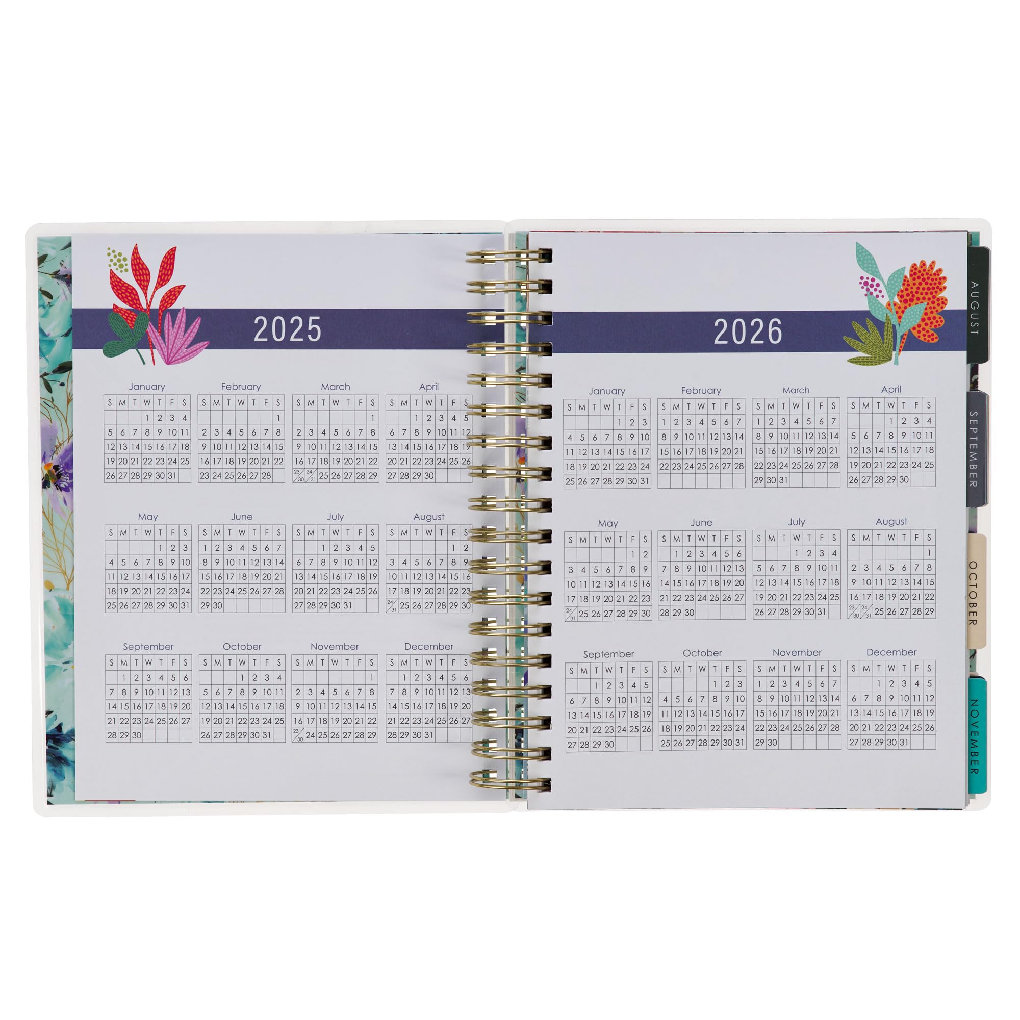 With Love Inspirierender 18-Monatsplaner 2025 mit Aufschrift "Thankful Grateful Blessed", persönlicher Organizer, Tages- und Wochenplaner für Frauen, Aufkleber, elastischer Verschluss, August 2024 -