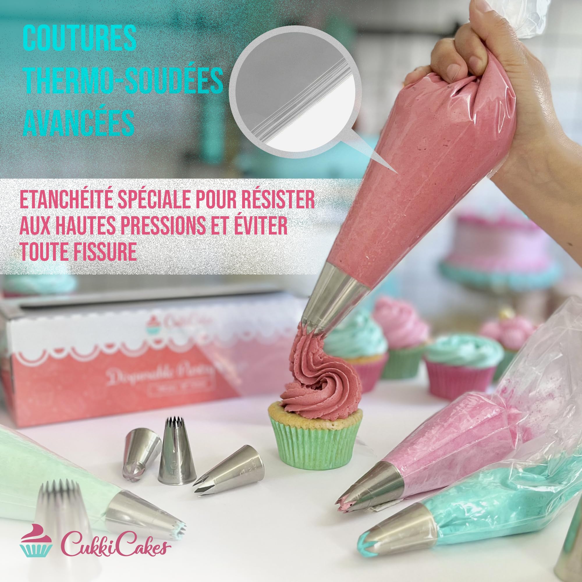 Poches à Douilles Jetables Professionnels 100 pièces 0.08mm Épais Recyclable 30 47 53cm