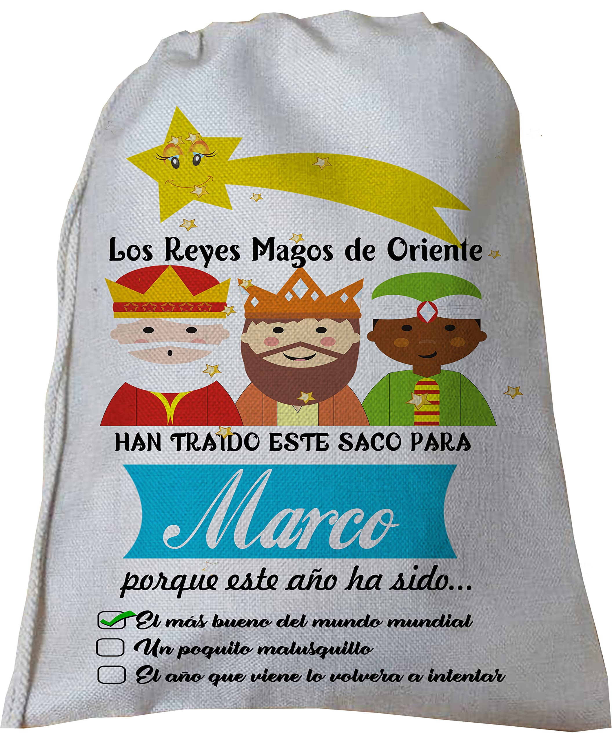 Genérico Saco de Navidad Personalizado Reyes Magos, Melchor Gaspar y Baltasar Regalo Personalizado con Nombre