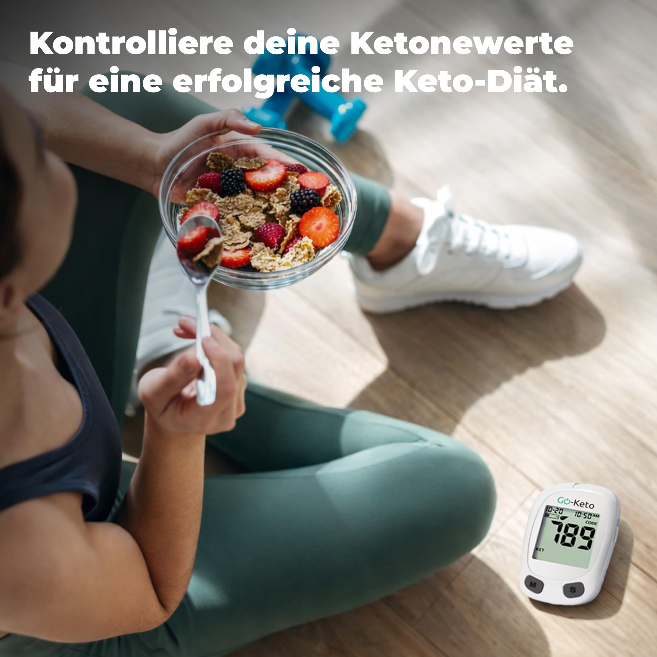 Go-Keto Ketone Messgerät (mg/dl) Starterset – Keto Meter mit 10 Ketone Teststreifen – Ketose einfach messen für Keto Diät
