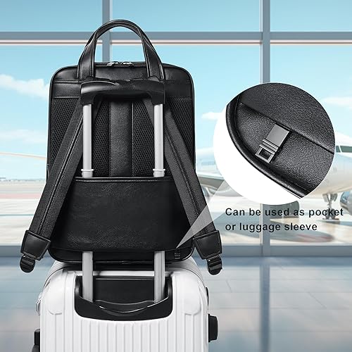 Miniatura 7 de Shrrie Mochila para laptop para hombres y mujeres, mochila de trabajo de negocios de 15.6 pulgadas, Negro bicolor, Mochilas Tradicionales