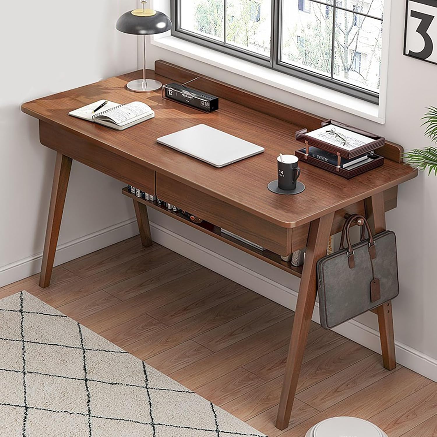 Amazon.com: Computer Desk with 2 Drawer and Shelves, Home Office Desk ...