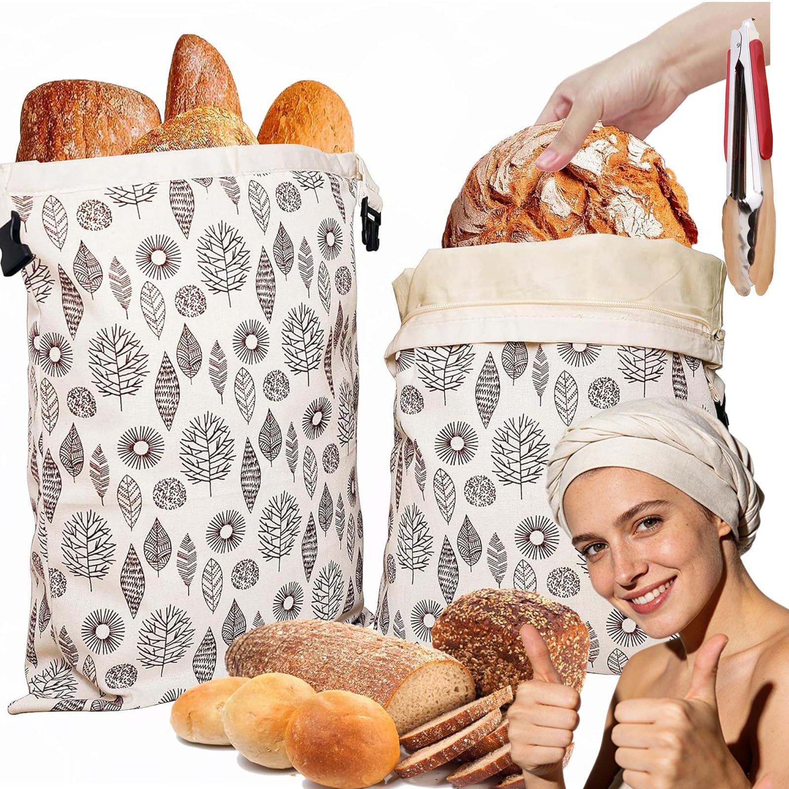 Loafguard Beeswax Bread Bag, Reusable Beeswax Bread Bag, 12x17inch Cotton Bees Wax Breadbags, Stays Fresh Up To 3x Longer, For Keeping Toaster Loaf Sandwich Fruits Vegetables Fresh (G,1PC)