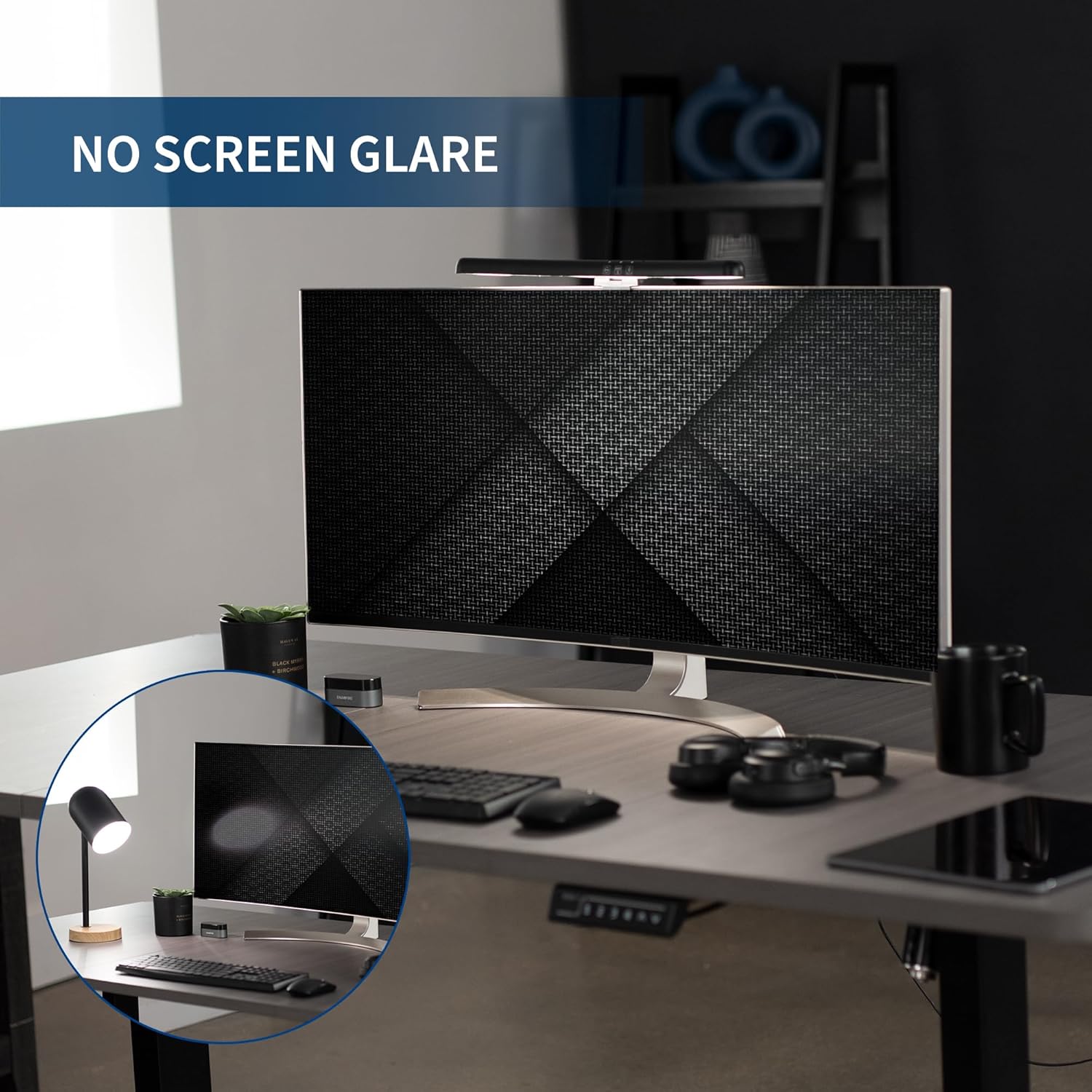 Black Glossy Curved LED Monitor Light Bar with USB Power