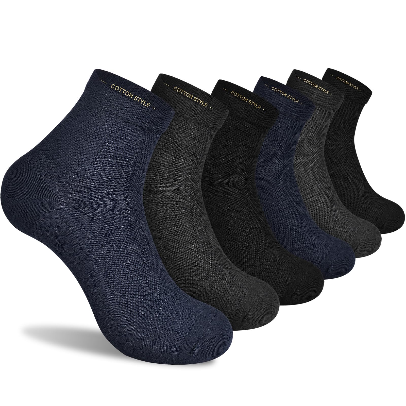 Gogogoal 6-paia Calzini da quarto in cotone Uomo Donna, antiodore traspiranti, Leggero crew Calze corsa commercio casual lavoro 36-42 43-49 Primavera Estate Autunno