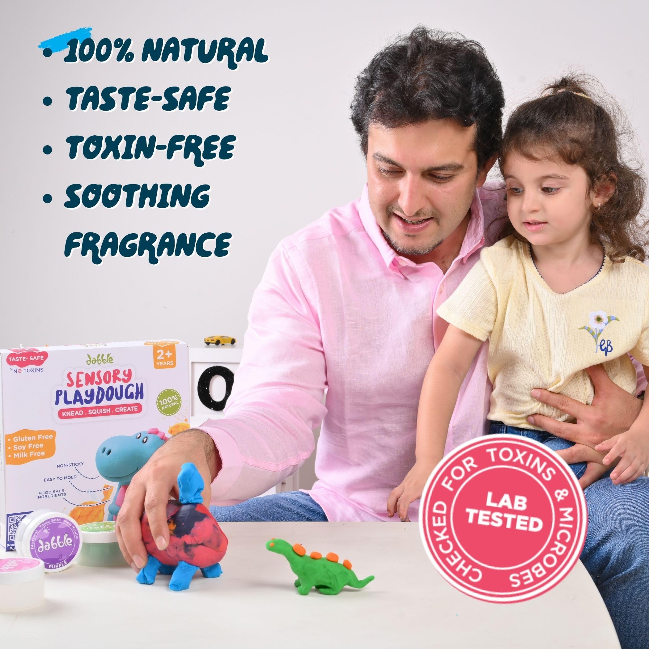 dabble Sensory Playdough for Toddlers and Kids Age 2+ | 100% Natural, Taste-Safe & Gentle on Skin |Gluten-Free, Non-Toxic | Soft, Non-Sticky | Boosts Fine Motor Skills & Creativity | 8 Vibrant Colours