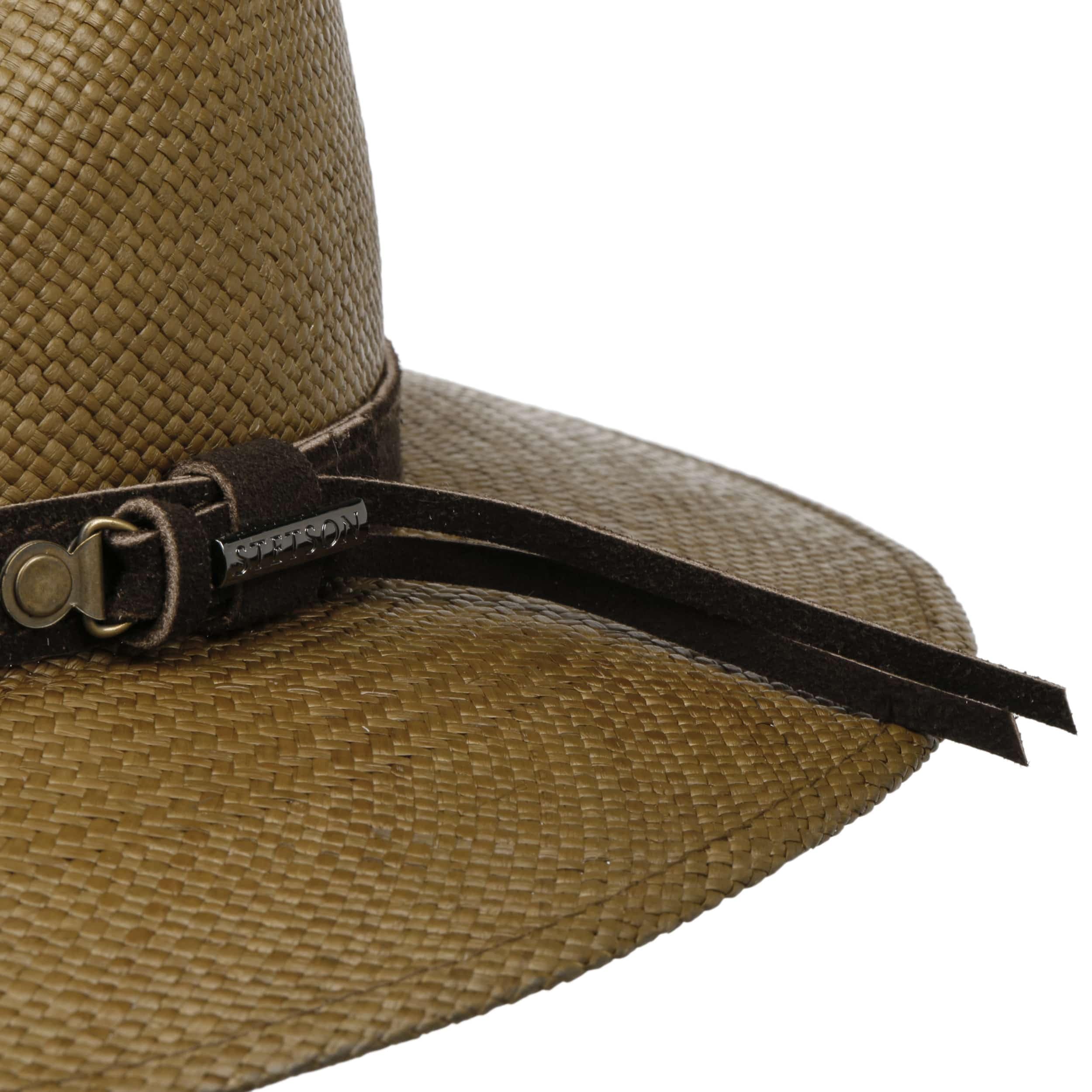 Stetson Leasco Traveller Panamahut Brauner Strohhut mit UV-Schutz Handgefertigt Ecuador Damen
