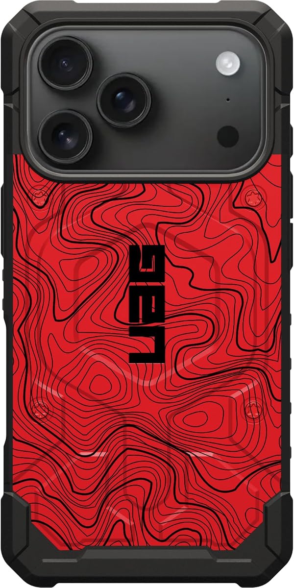 EGO TACTICAL UAG Urban Armor Gear Pathfinder case Compatible with MagSafe iPhone 17 Pro [6.3" Screen] Limited Edition Print - Red Topography