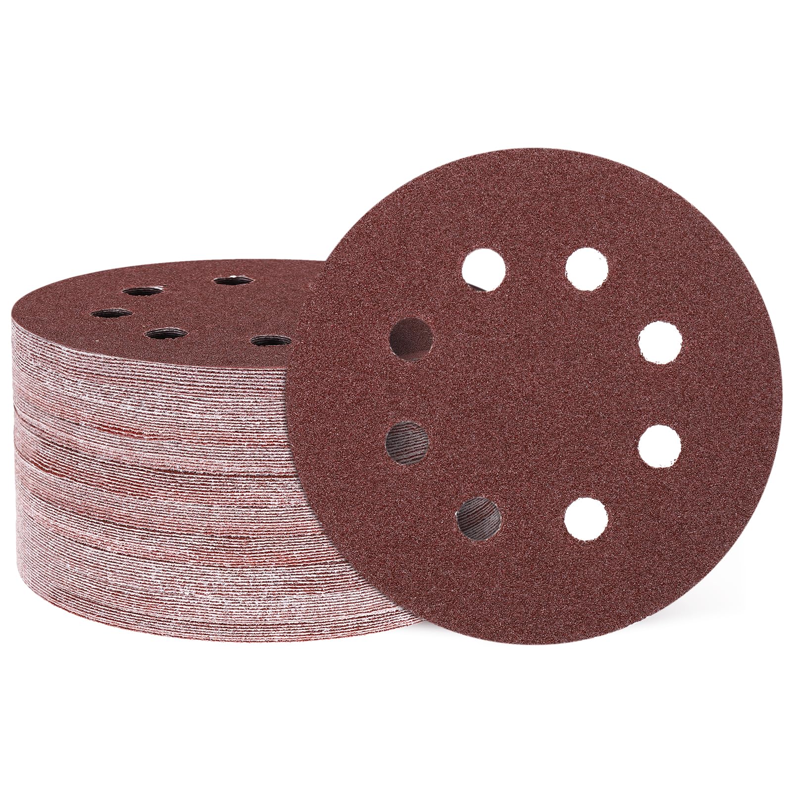 QUARKZMAN 150 Pcs 125mm 5 Pouce Disques de Ponçage 8 Trous 60 Grit Pads