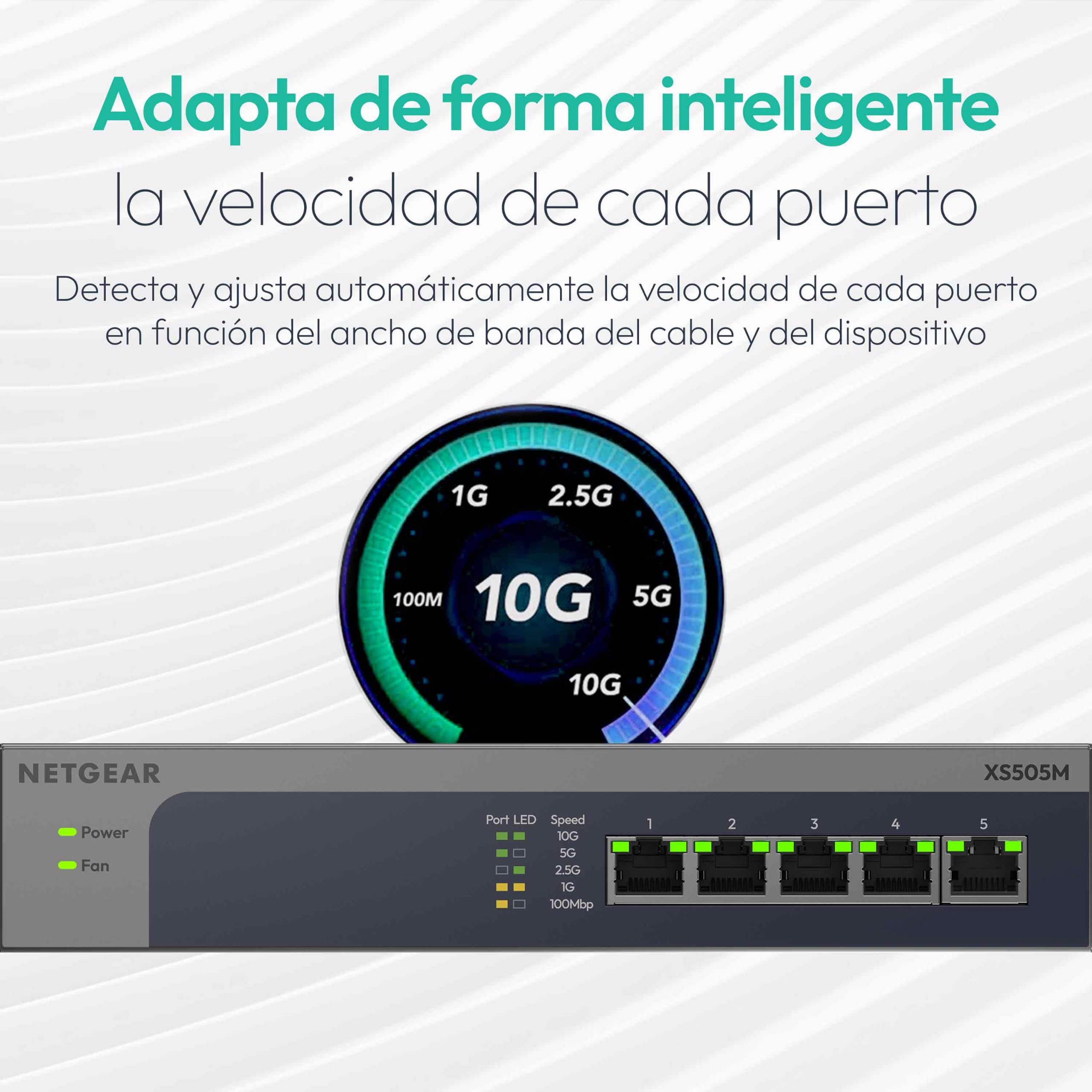 NETGEAR Switch 10Gb 5 Puertos, Switch Ethernet No Gestionable XS505M