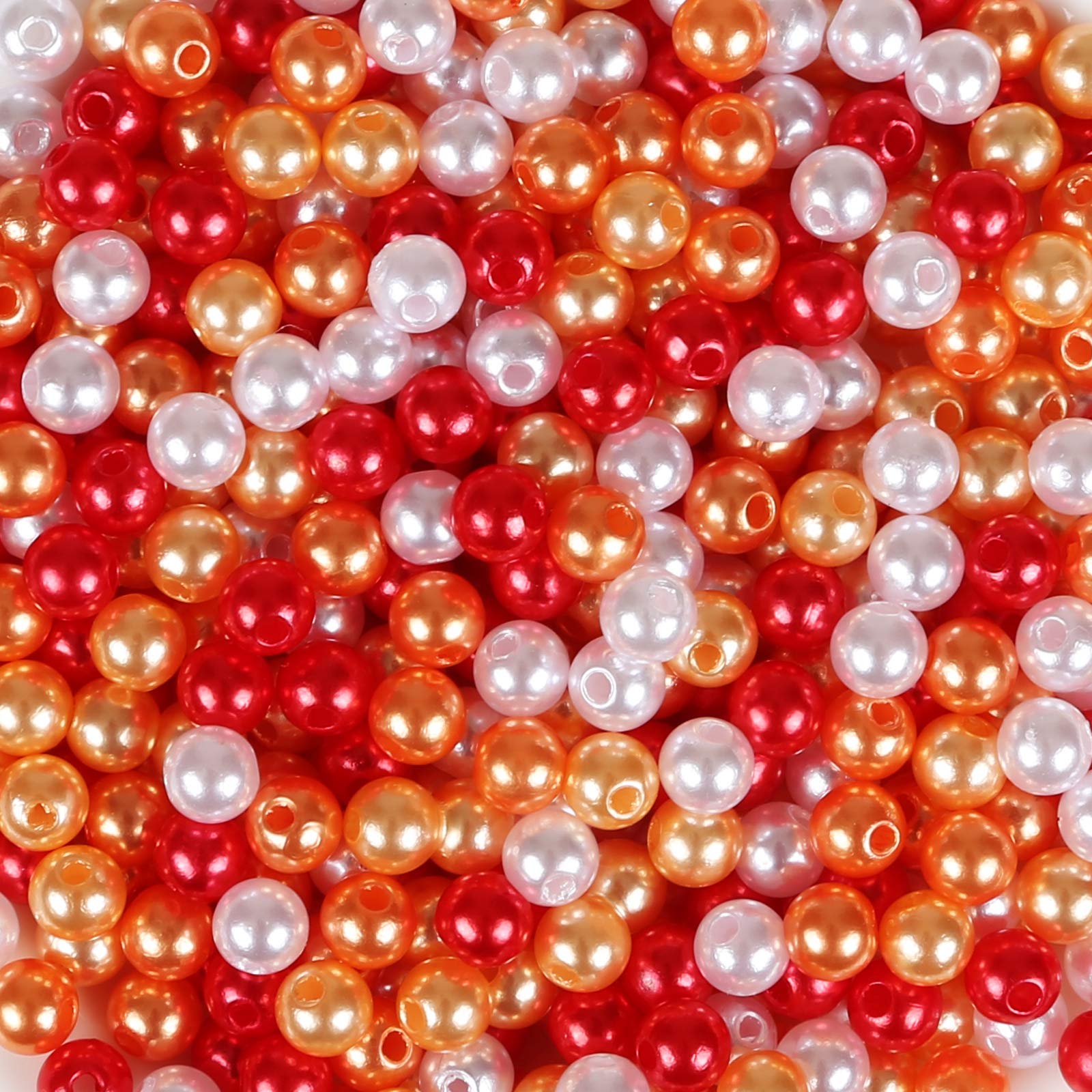 Naler500pcs Art Pearls Pearl Beads for Jewelry Making Plastic Imitation Dyed Faux Spacer Pearl Beads for Bracelets Jewelry Making DIY Crafts 6mm 4 Colors (Red Series)