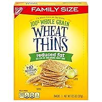 Vista 1 de Wheat Thins Galletas de trigo integral de grano entero reducido en grasa, tamaño familiar, 12.5 onzas