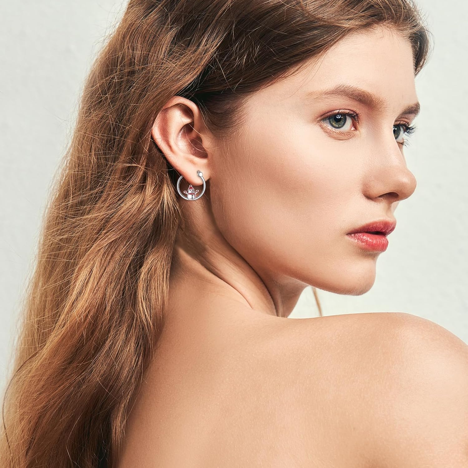 Snowman Earrings Sterling Sliver Snowman Hoop Earrings Jewelry Birthday Gifts for Women - Image 4