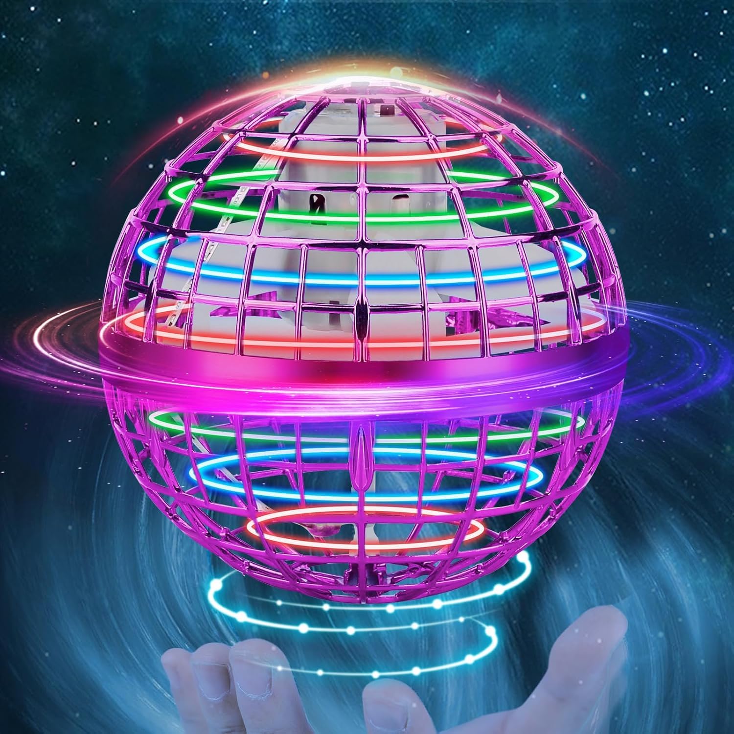 Flying Orb Ball for Kids Adults, Hand Controlled Boomerang Ball, Soaring Flying Spinner Mini Drone, Hover Flying Ball Toy with LED Lights, Drone Ball Endless Tricks Gifts for Boys Girls