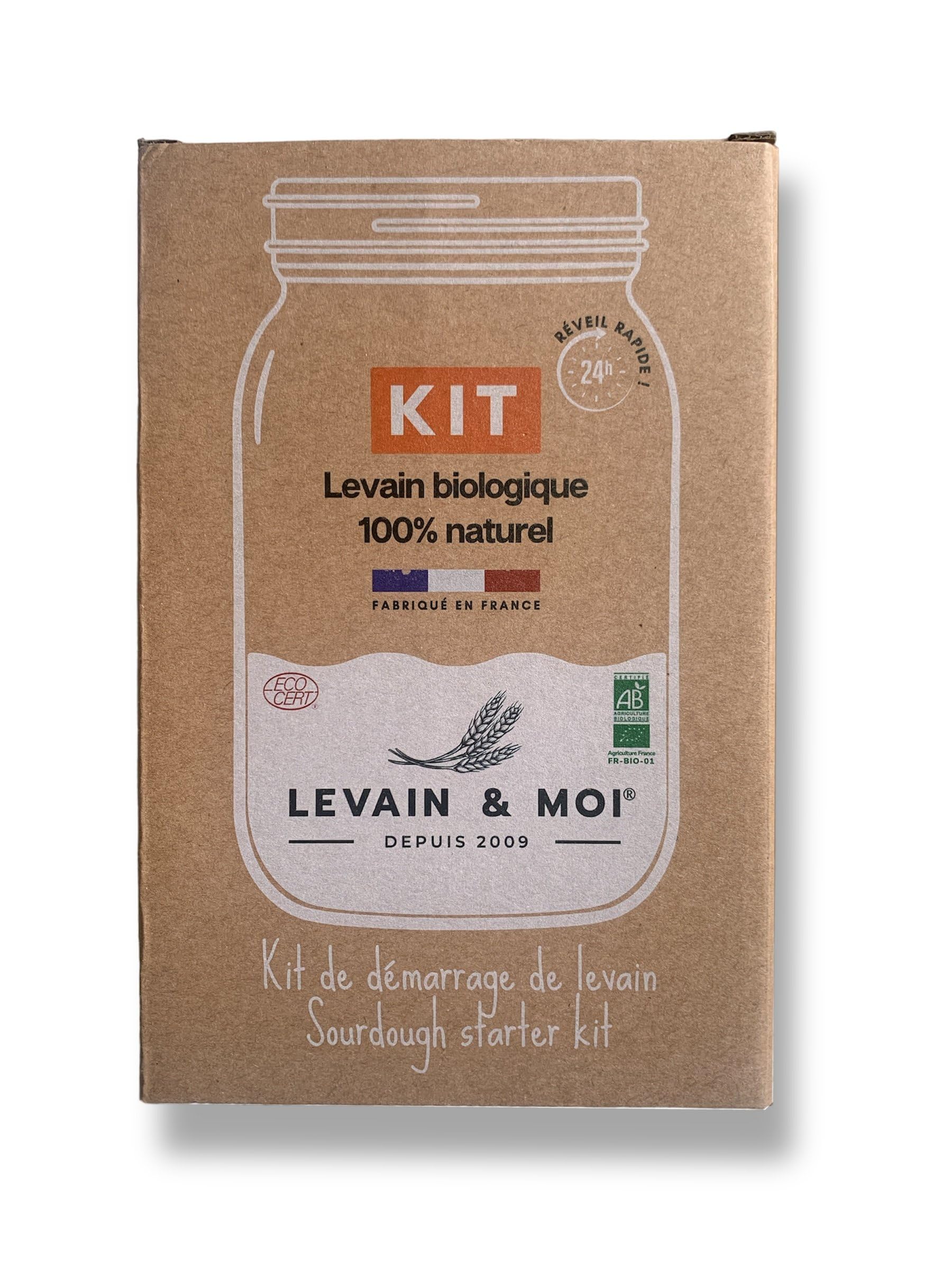 Box Kit LEVAIN avec Souche LEVAIN BIO Millésime 2009 – Sourdough Starter Kit – Réveil 24h