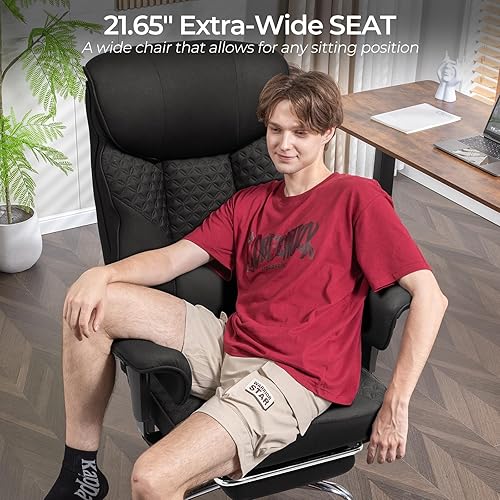 Miniatura 7 de GTRACING Silla de oficina grande y alta de 400LBS, ergonómica, de tela, diseño de lujo con relieve, silla para juegos con reposapiés, apoyabrazos