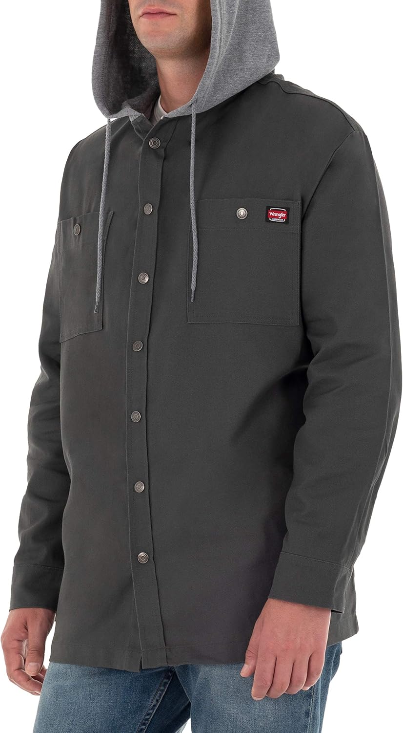 Wrangler Men's Long-Sleeve Unlined Canvas Shirt Jacket with Hood